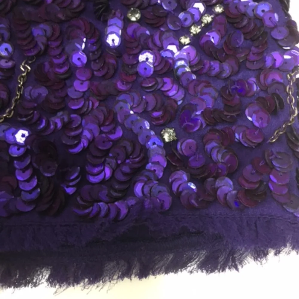 Alice + Olivia Purple Sequin Silk Mini Skirt - Picture 4 of 10